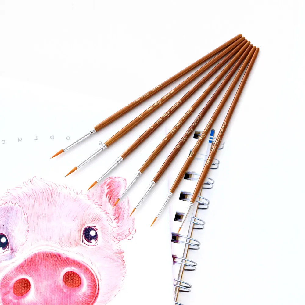 

7pcs Draw Paint Brushes Kit Set Artist Paintbrush Nylon Hair Detail Paint Brush for Acrylic Aquarelle Gouache Oil Painting