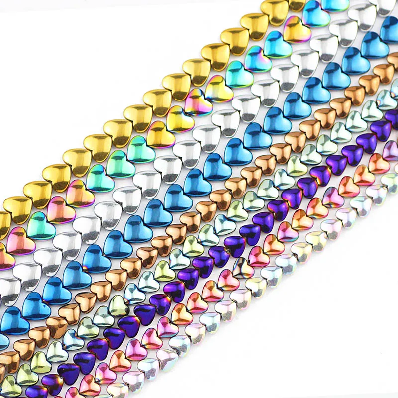 Синие золотые зеленые красные фиолетовые 6/8 мм персиковые сердца гематит