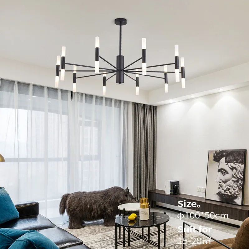 Современный подвесной светильник с деревом и веткой для гостиной в