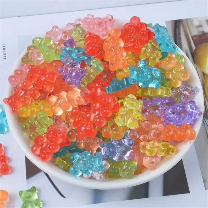 

P15C 12Pcs Mini Bear Beads Rubber Soft Slime Charms Plasticine Slime Accessories Beads For Crystal Mud Fluffy Slime