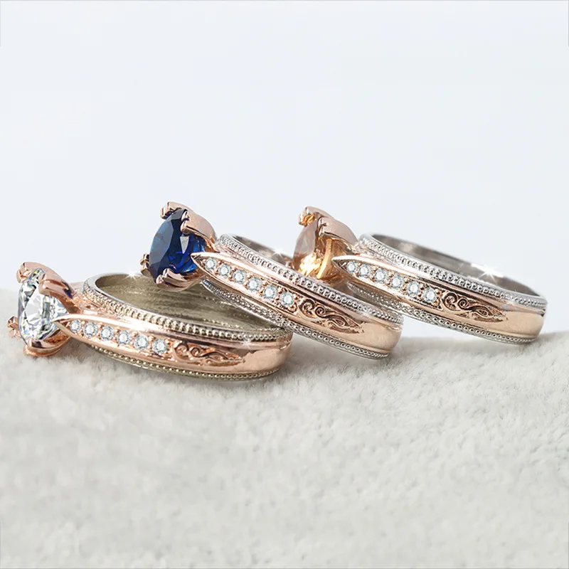 3 вида цветов классическое обручальное кольцо Anillos Mujer Shellhard шампанское