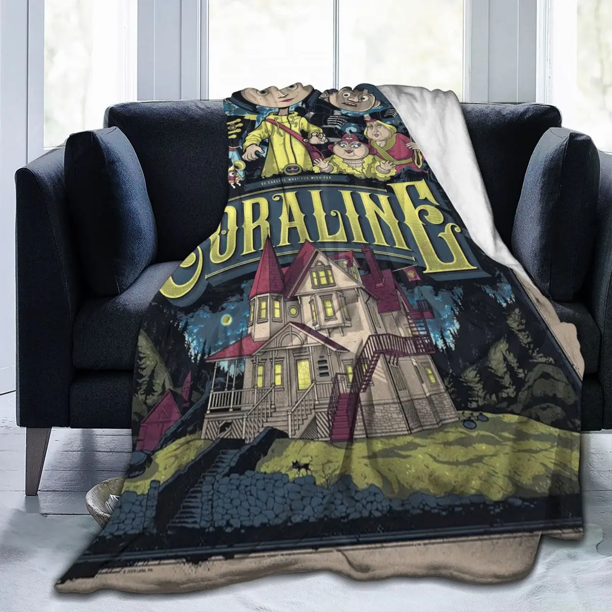 

Regalos curativos para el padre, manta con estampado de pantalla de Coralina para sofá, mantas de lana de franela suave