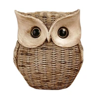 resin sculpture accent piece modern owl shaped decorative object for home office table desktop craft weaving rattan