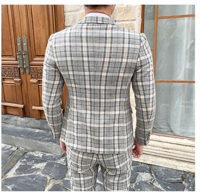 Классический мужской свадебный костюм Размер 4XL 5XL деловой Банкетный мужской костюм куртка и брюки тонкий дизайнерский костюм мужской комплект из 2 предметов высокого качества