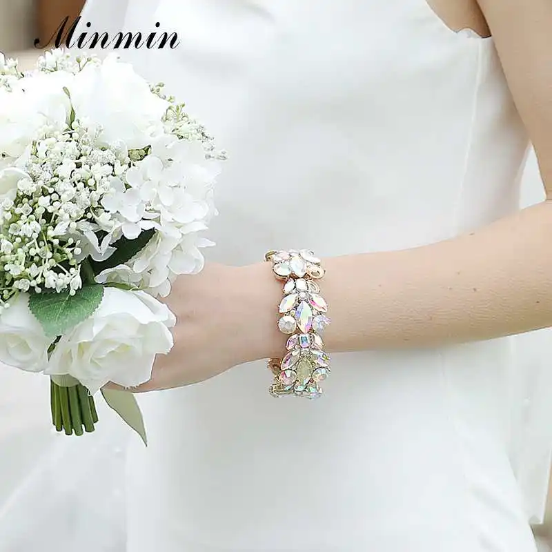 Женский свадебный браслет Minmin MSL384 разноцветные браслеты с кристаллами и цветами
