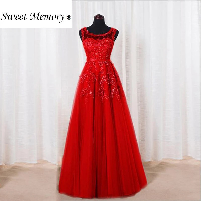 Swee Memory Fashion Elegant Long Evening Dresses Bride Wine Red Lace Beading Robe De Soiree Party Prom Dress | Свадьбы и торжества