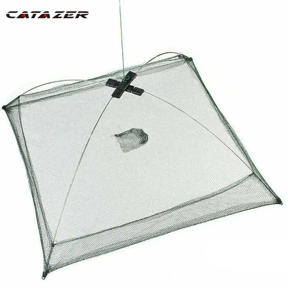 

4 стороны, 60-80 см, рыба, креветка, краб, нейлоновая рыболовная сеть для наживки, Складная легкая в использовании рыболовная сеть, улучшенная в...