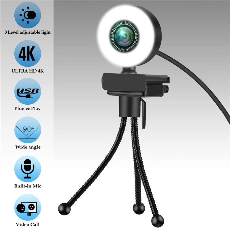 

Full HD 2K 1080P Webcam Computer PC Web Camera With Microphone Rotatable Cameras For Live Broadcast Video Calling Conference Wor
