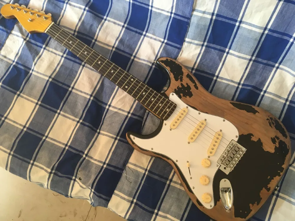 Левосторонняя электрогитара ручной работы relic guitar Ash body custom body старая аппаратная гитара