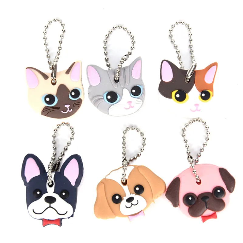 

Korean Fashion New Silicone Puppy Pug Cat Rabbit Key Cover Cap Keychain Key Ring PVC Key Case Gift Keychain