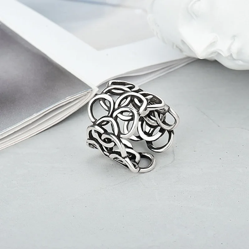 Винтажное металлическое кольцо серебряного цвета в стиле панк женское