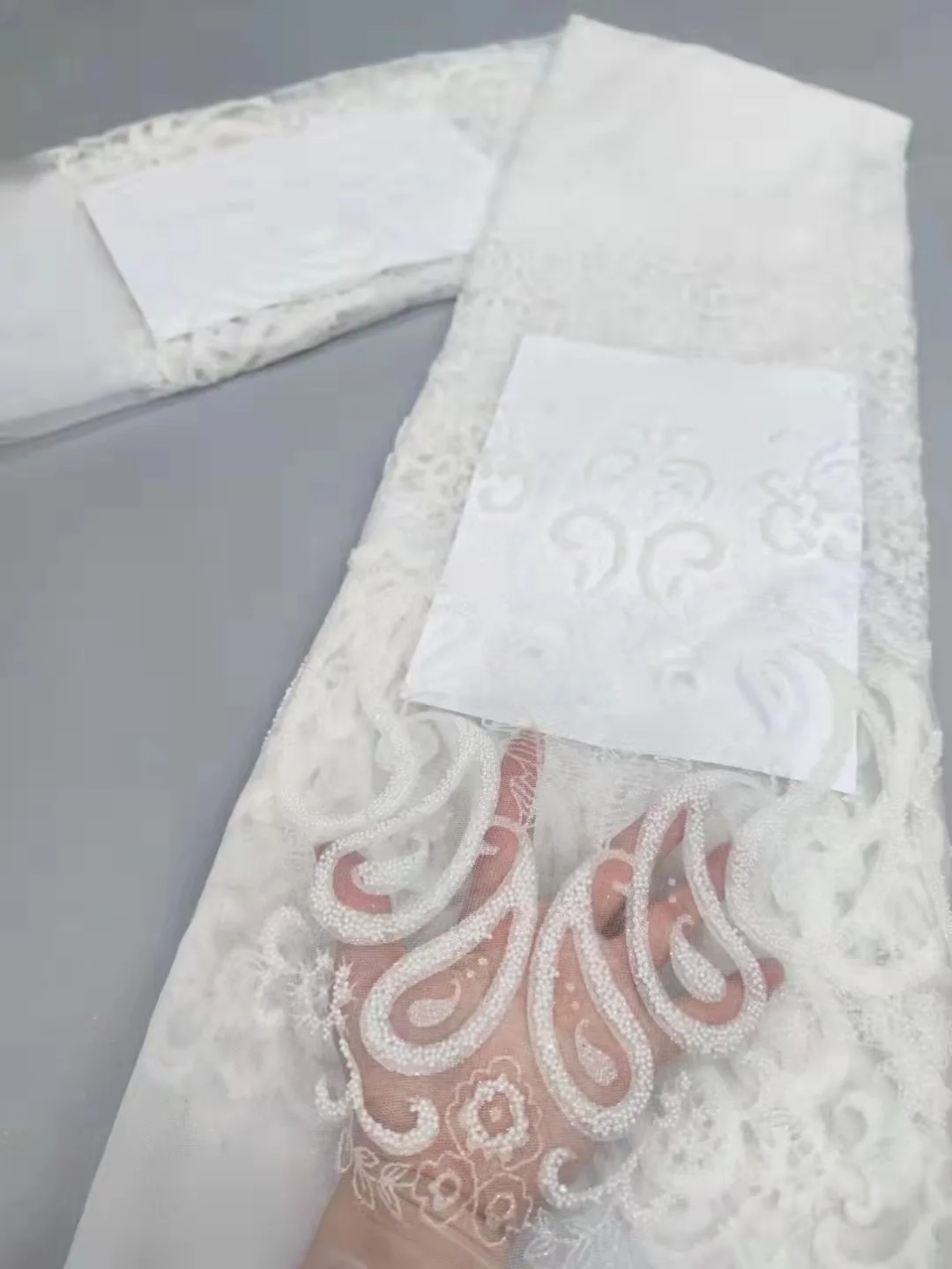 

Latest 2021 High Quality African Lace Fabric Embroidery Swiss French Tulle Cotton Wedding Party Dress Guipure Sequins 5Yards