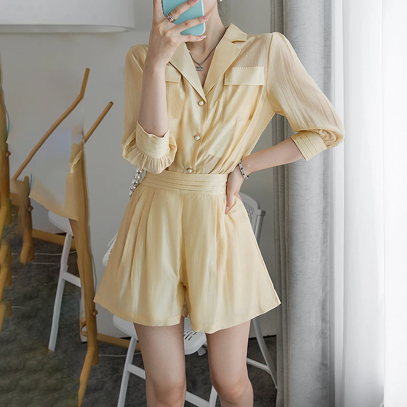 

SHENGPALAE Temperament Purple Stack High Elastic Waist Shorts Women's Summer 2021 New Loose Thin Wide Leg Short Pants 5E1495