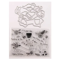 yinise silicone clear stamps cutting dies for scrapbooking stencil flowers diy paper album cards making rubber stamp craft molds