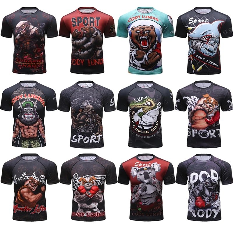 

Mens MMA Sports Training Wear-resisting Tights Clothes Muay Thai Fighting Fitness Elastic Casual Sweatshirts Boxing Clothing N40