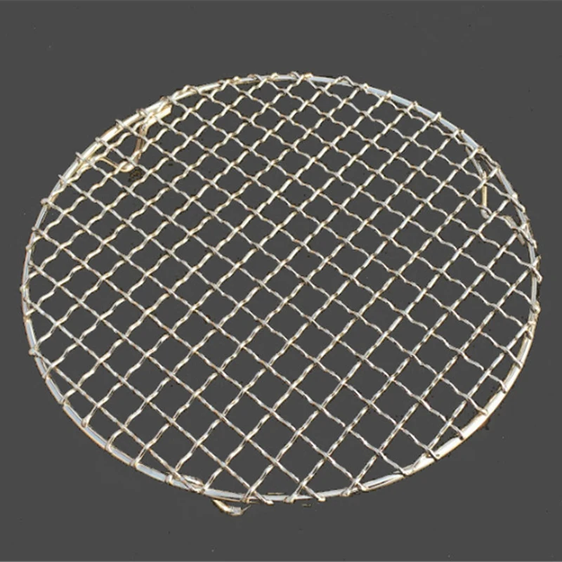 

304 Stainless Steel Round Grill Net With Footboard Bbq Meshes Cooling Rack Steam Baking Rack Camping Outdoor Mesh Wire Net