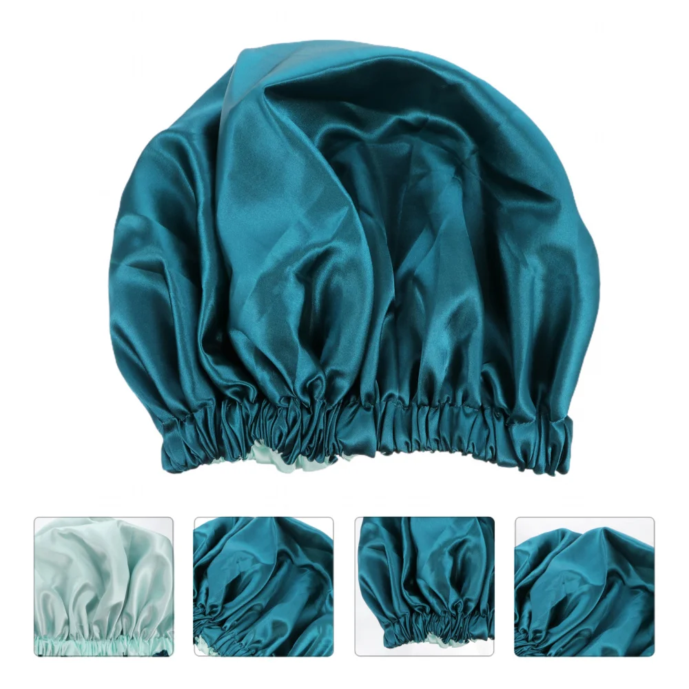 

Large Double Layer Satin Sleep Cap Hair Care Hat with Elastic Band for