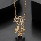 Ожерелье с именем Ловец снов на заказ, из нержавеющей стали, индийская мандала, лотос, кулон для женщин, богемное этническое ожерелье