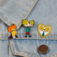 cartoon arnold pins fun anime boy enamel collection fashion tv show brooch for backpack badge for bag lapel jewelry friends gift