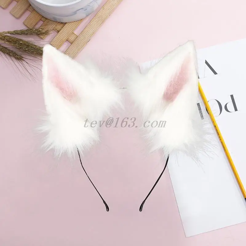 Handmade Adjustable Furry Wolf Ears Fox EarsHeadband Simulation Fluffy Plush Animal Hair Hoop Kawaii Anime Cosplay Headband images - 6