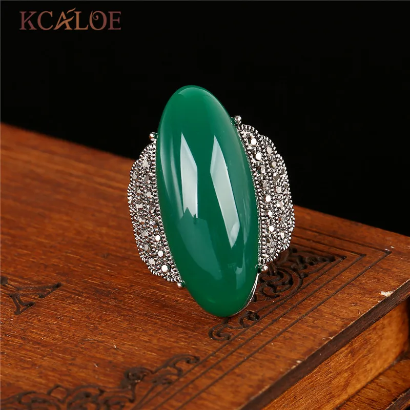 KCALOE античный большой камень: красный оникс кольца для женщин винтажные Ретро