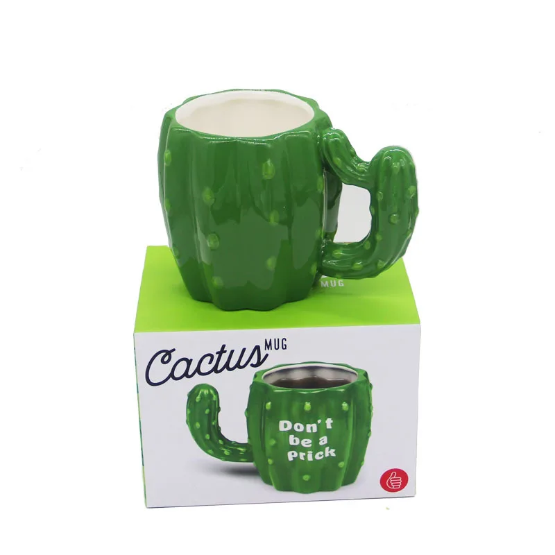 Симпатичная керамическая чашка С КАКТУСОМ домашняя креативная для пары завтрака
