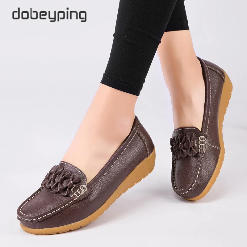 Spring Autumn Genuine Leather Loafers Women Slip On Female Shoes Moccasins Soft Ladies Footwear Butterfly Bow Women's Flats Shoe