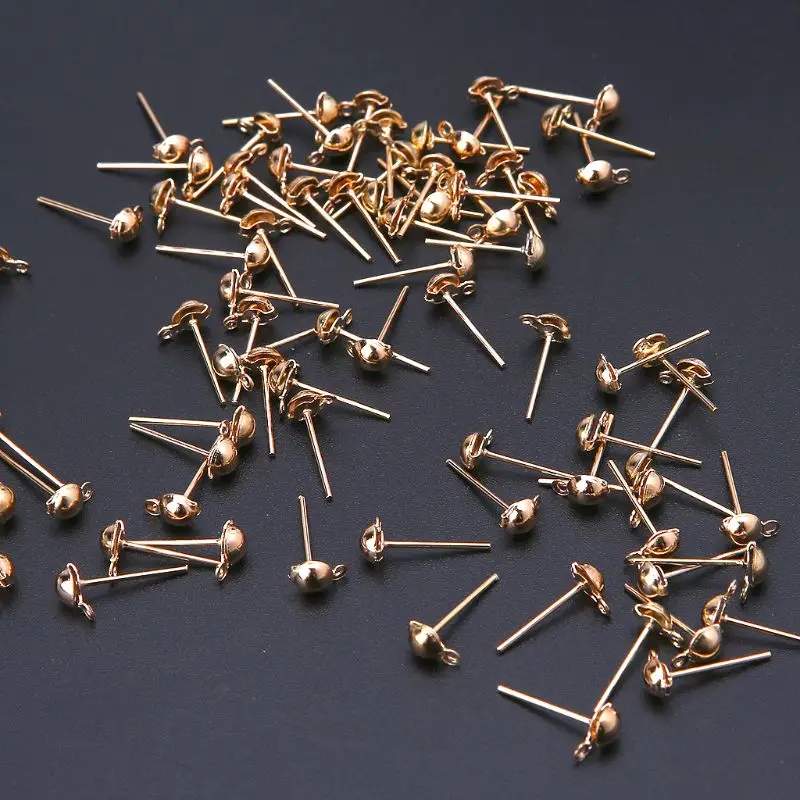 100Pcs DIY Earrings Post Pin Ball Studs with Loop For Jewelry Making Findings | Украшения и аксессуары