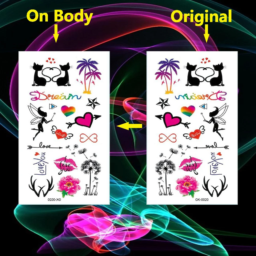 Сексуальная губная кошка временные татуировки из мультфильма Одуванчик вспышка