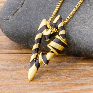 AIBEF New Arrival Color Chain Lock Hook Necklace Carabiner Spiral Screw Clasps Statement Necklace Copper Jewelry Gifts For Women