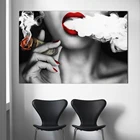 Красные губы, Картина на холсте для курения, сексуальный женский постер и принты для курения, Декоративная Настенная картина, Современное украшение для гостиной и дома