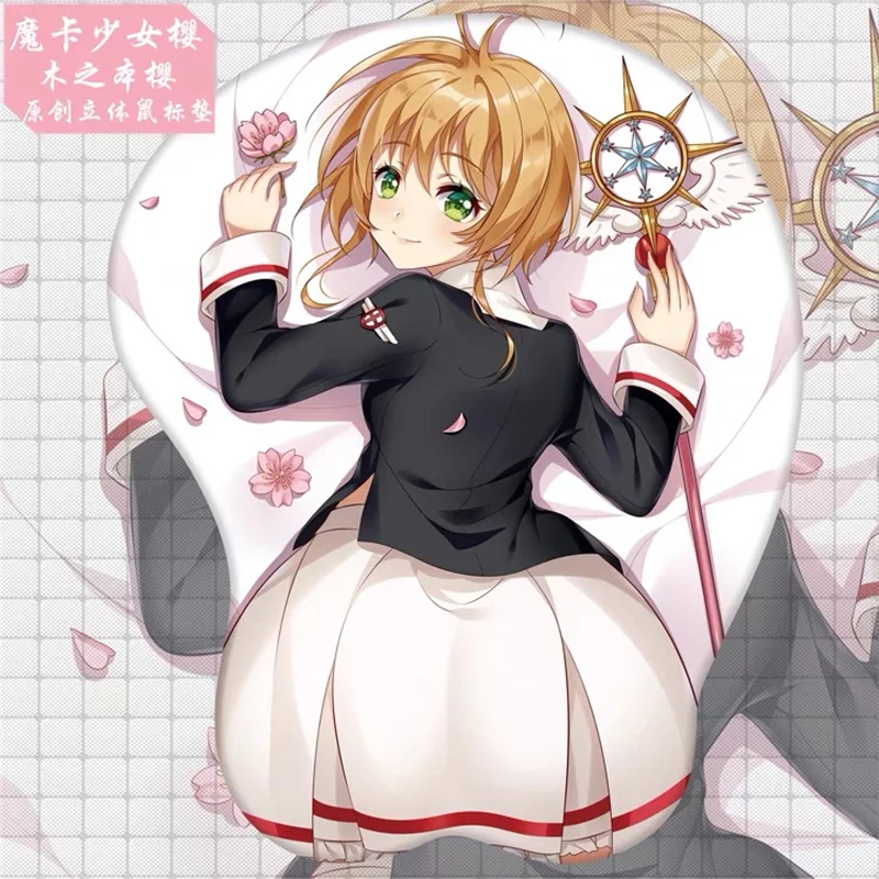 

New Year Gift Anime Card Captor KINOMOTO SAKURA Cosplay Cute Girls Pattern 3D Soft Gel Gaming Mouse Pad With Wrist Support Prop