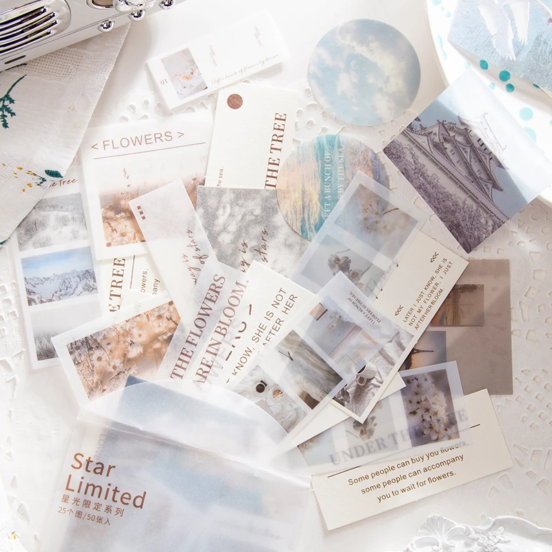 Винтажные корейские бумажные наклейки для коллажей 50 шт. | Канцтовары офиса и