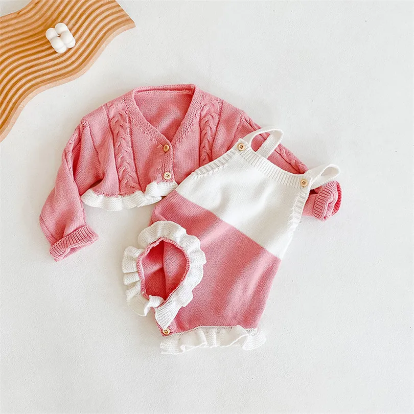 

Knitted Baby Clothes Sweater Newborn Baby Romper Autumn Girls Jumpsuit Cotton Kids Cardigan Coat Toddler Girls Clothes Wool 0-2Y