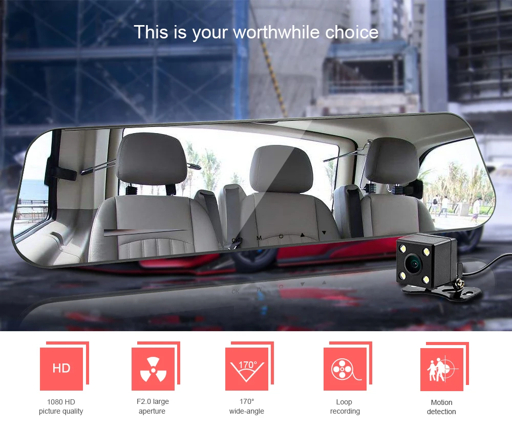 VIPI Dash Cam, зеркало, Автомобильный видеорегистратор, зеркало, двойная камера, двойная камера, s зеркало, Dashcam, Full HD Dash камера, автомобильная видеокамера, Автомобильные видеорегистраторы
