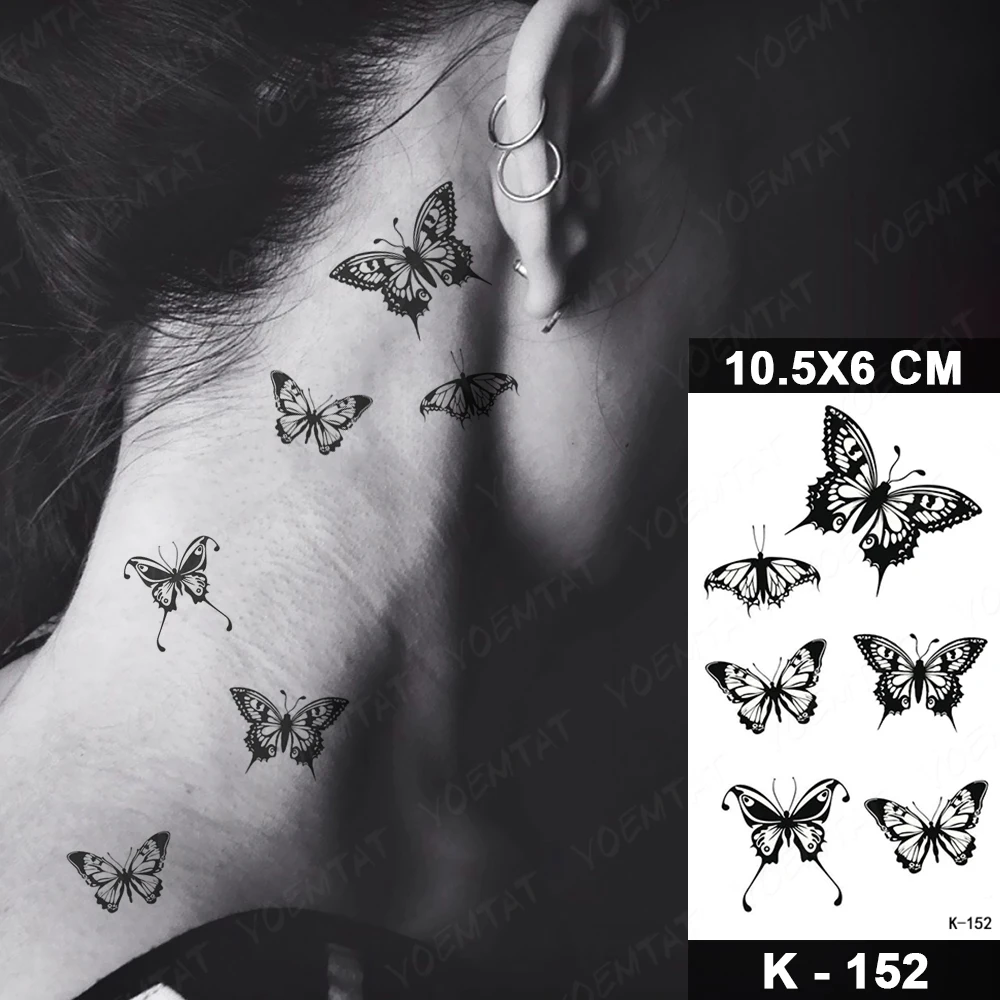 

3D Butterfly Temporary Tattoo Sticker Waterproof Neck Back Face Hand Small Mini Tatu Men Women Children Glitter Kids Tato 2021