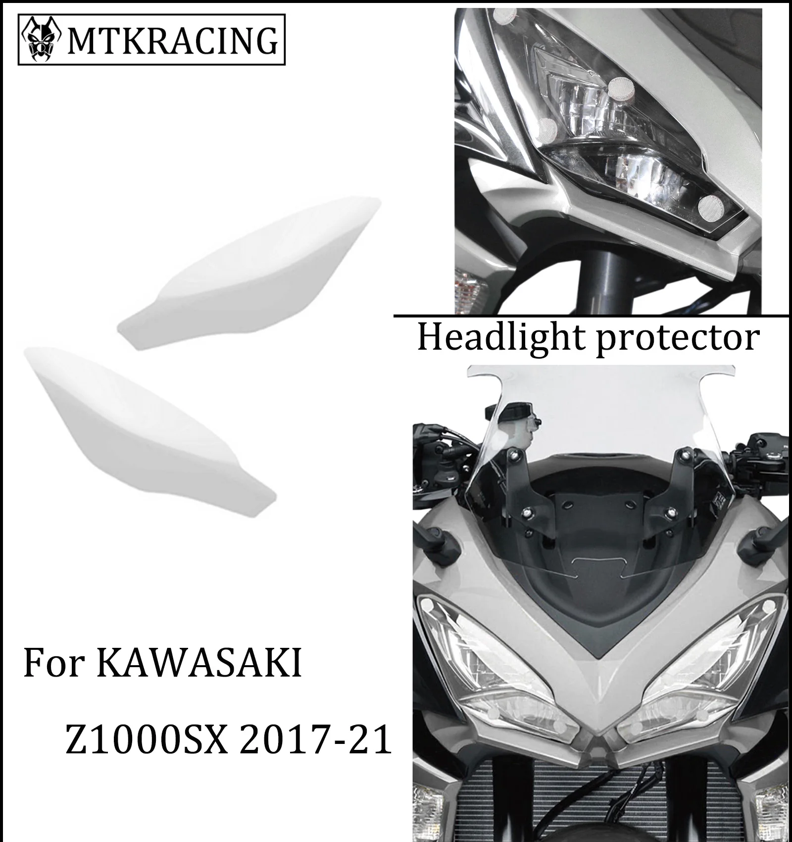 

MTKRACING FOR KAWASAKI Z1000SX Acrylic Headlight Protector Guard Lense Cover Motorcycle Accessories 2017-2018