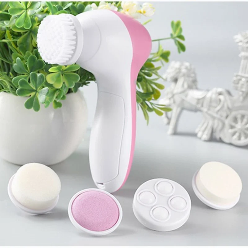 

Five Brush Heads 5 in 1 Set Electric Facial Cleanser Wash Face Cleaning Machine Skin Pore Cleaner Body Cleansing Massage Brush