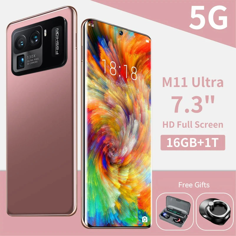

Global Version M11 Ultra 7.3" Smartphone 16+1T Android 11 Mobile Cell 6800mAh 48MP+64MP Full Screen Face ID 4G 5G Mobilephone