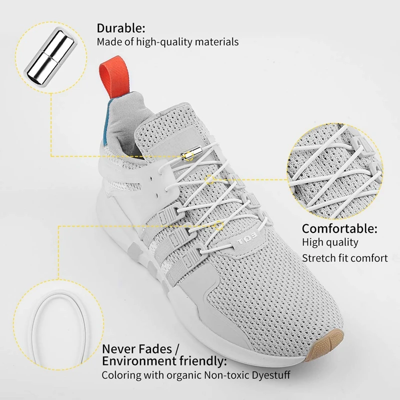 Metal lock Round Shoelaces Elastic Beautiful No Tie Shoe Laces Kids And Adult Fashion Leisure Sneakers Quick Lazy Lace 1 Pair