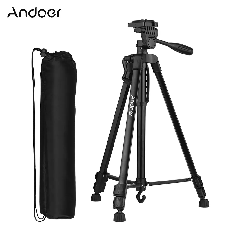 

Andoer Photography Tripod Stand Aluminum Alloy 135cm with Carry Bag Phone Holder for DSLR Camera Smartphone