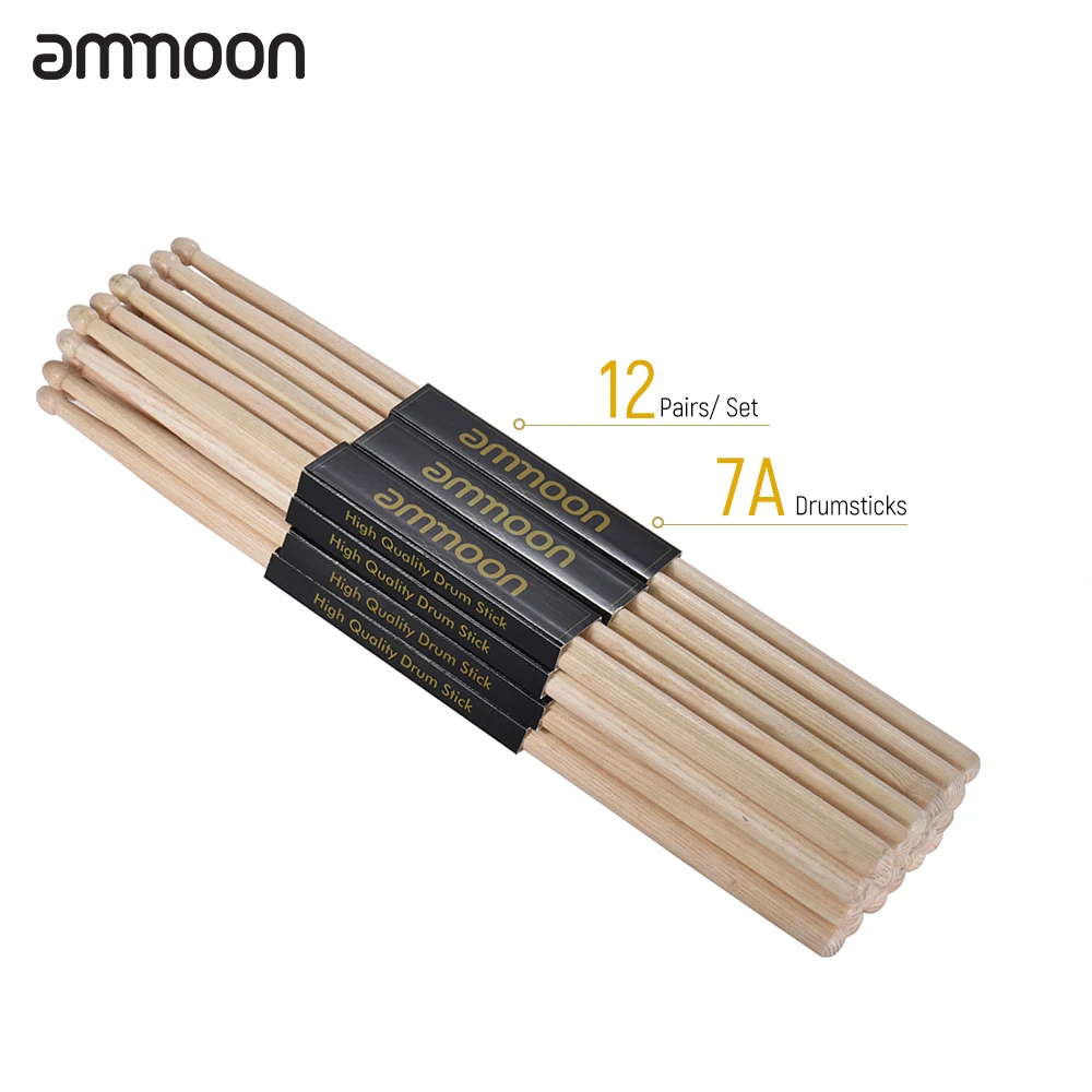 Деревянные барабанные палочки ammoon 7A 12 пар Fraxinus мандашурика деревянный