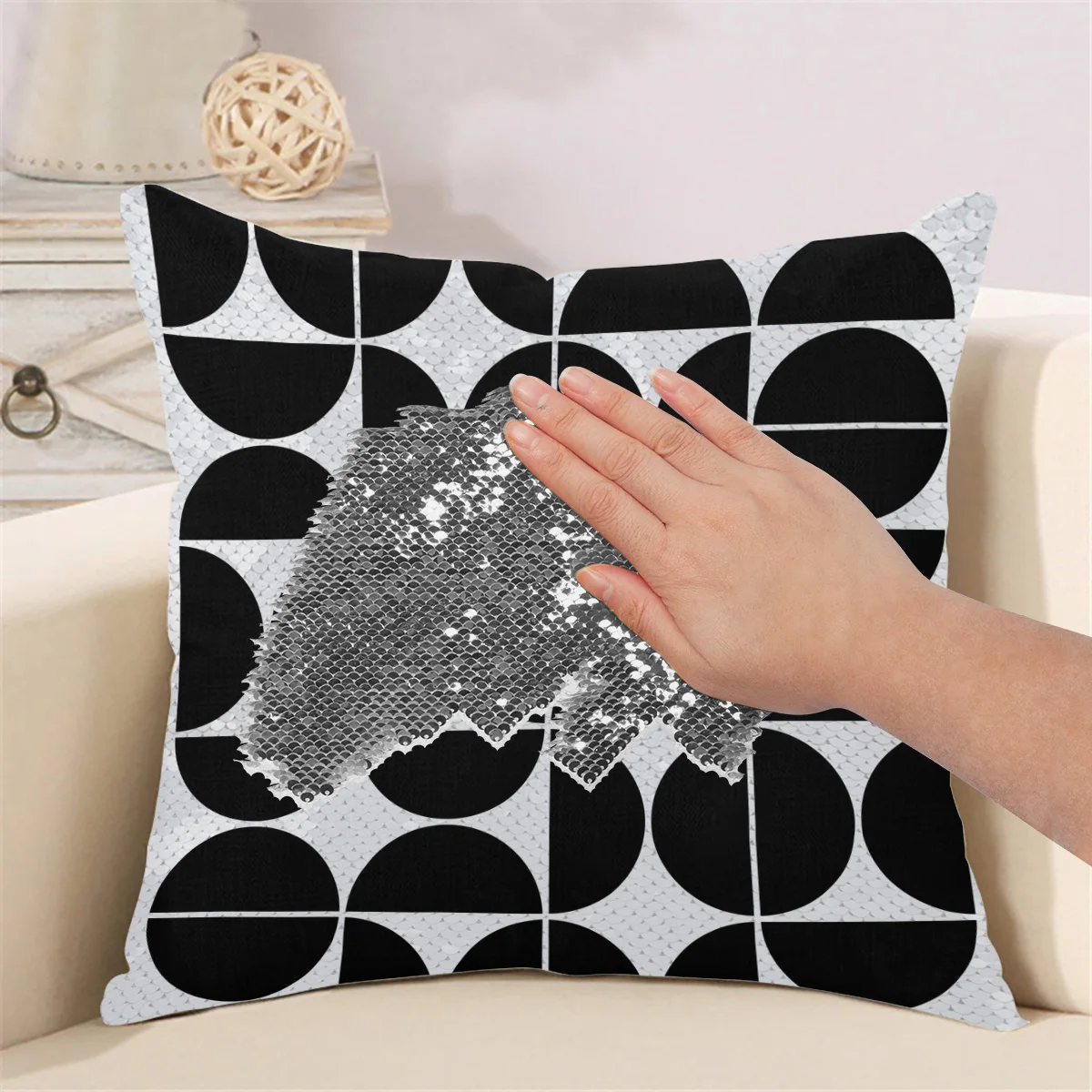 Mid Century современный геометрический черный чехол с русалочкой и блестками