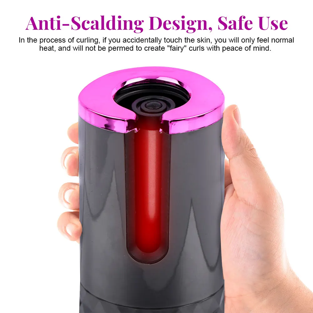 

Cordless Automatic Rotating Hair Curler USB Rechargeable Curling Iron LED Display Temperature Styling tool Wave Styer Best Gift