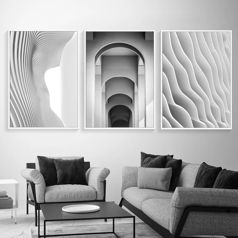 

Abstract Quicksand Geometric Architecture Poster Sofa Living Room Bedroom Home Decoration Frameless Printing Canvas Paintings