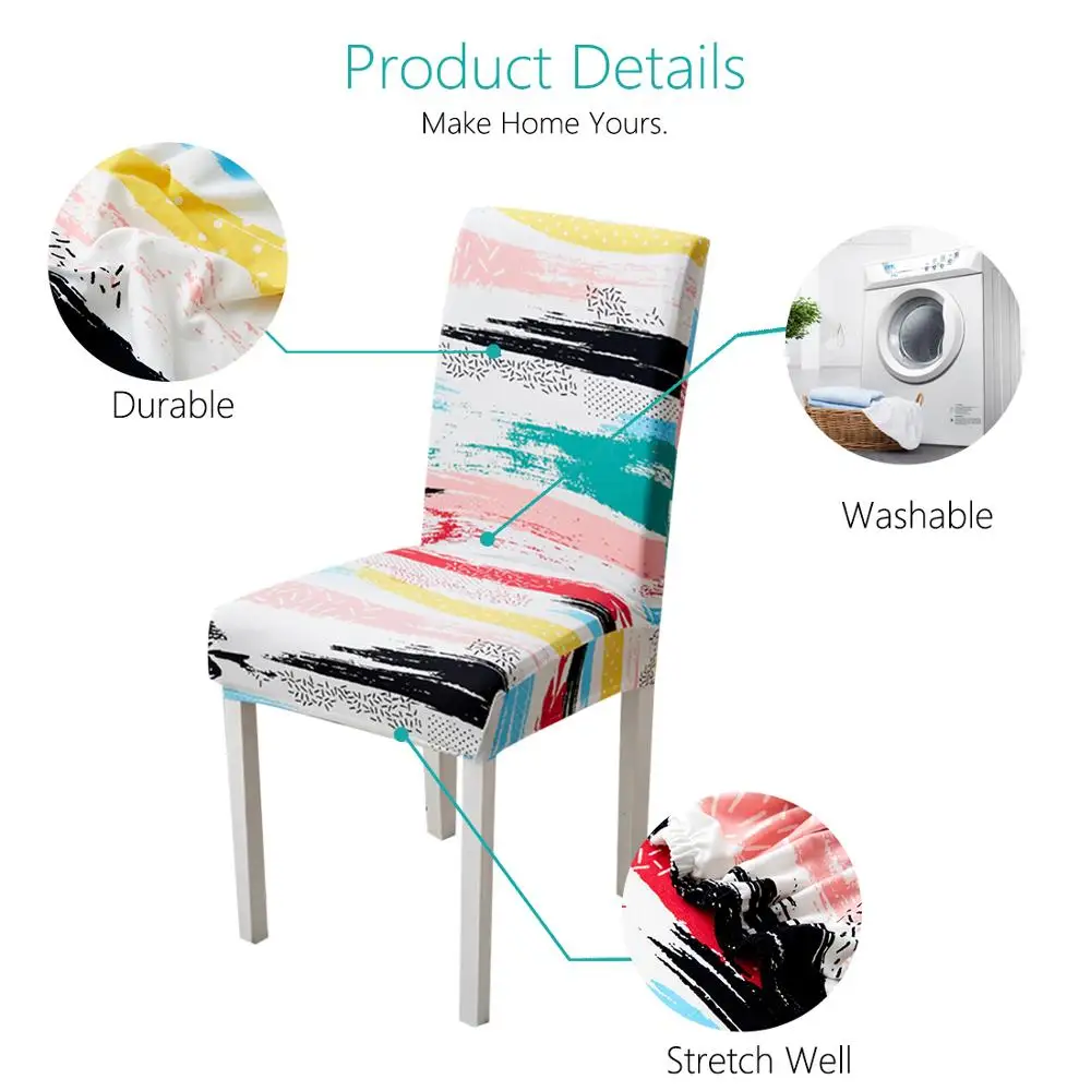 Обеденный чехол для кресла спандекс универсальный напечатанный кухонный