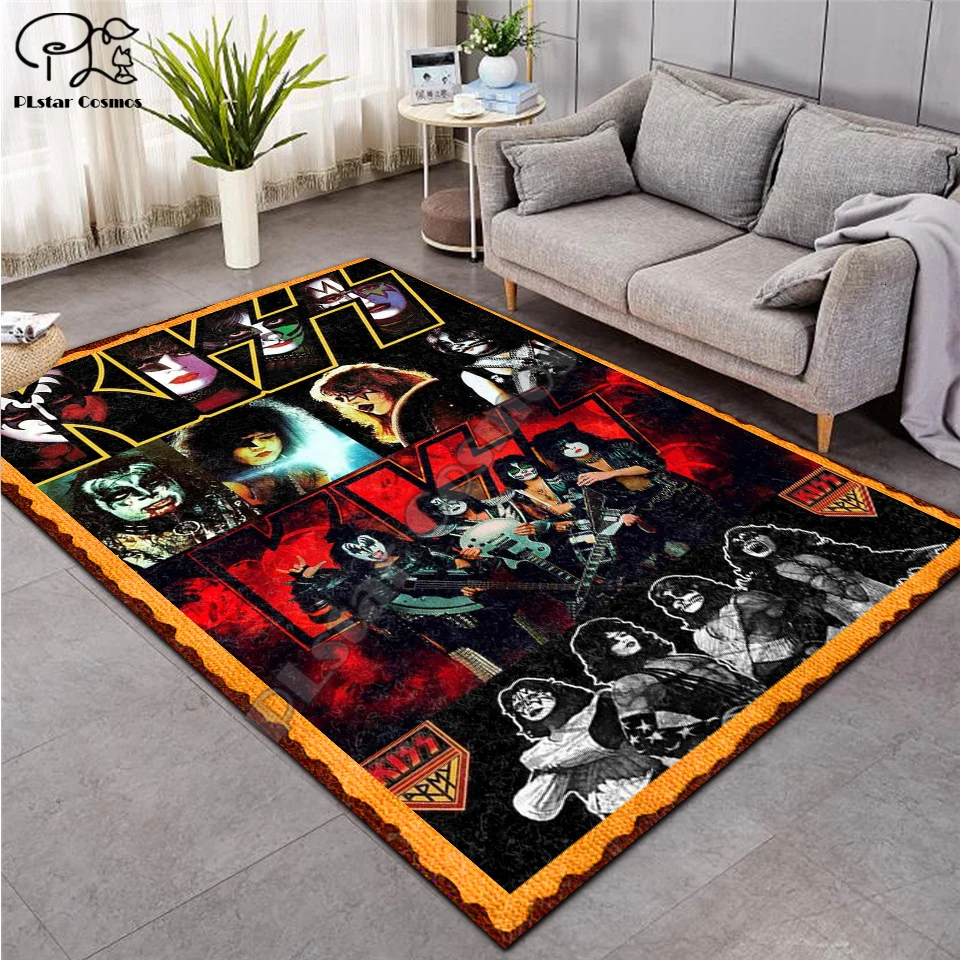 KISS Rock Shaggy Fluffy Anti-Skid Area Floor Mat 3D Rug Non-slip Dining Room Living Soft Child Bedroom Carpet ST06 | Дом и сад