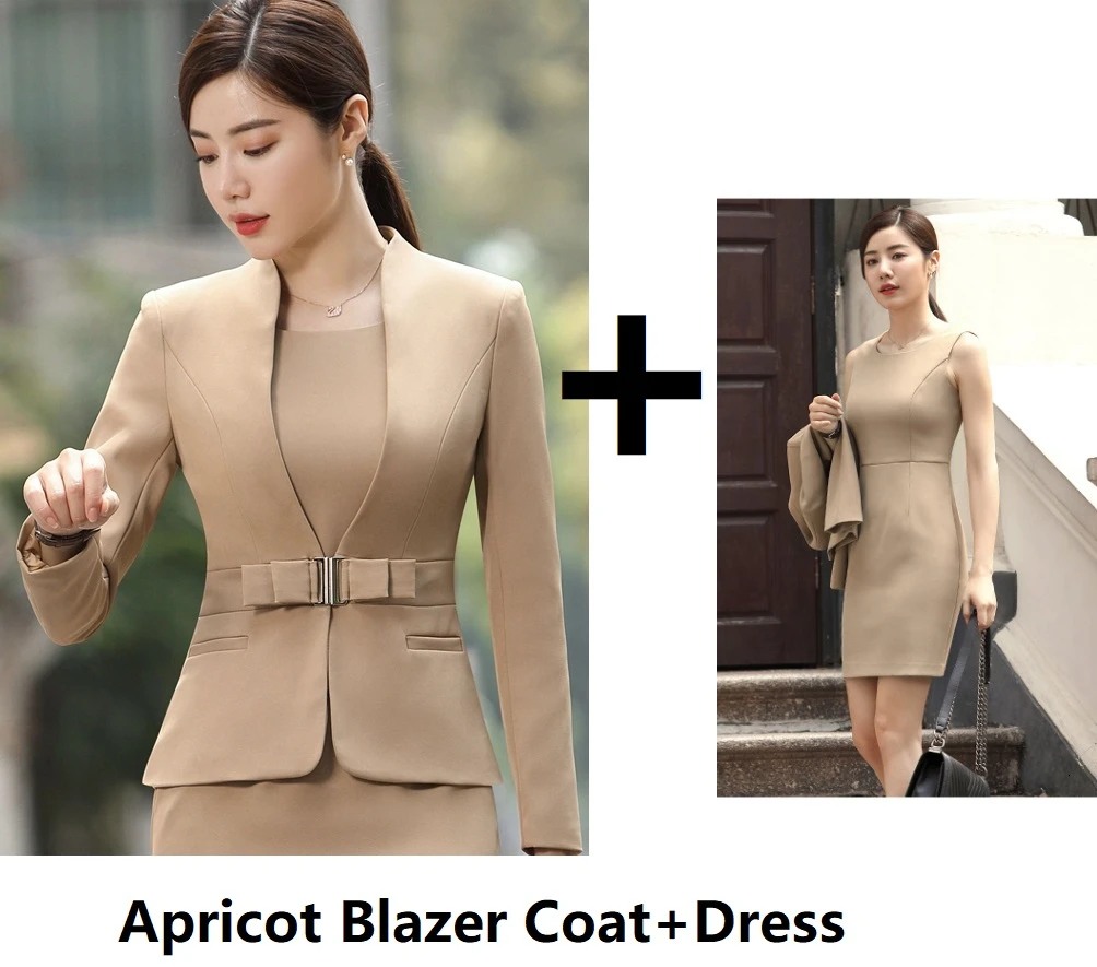 Apricot Dress Suits Модные винные официальные костюмы, дизайнерские профессиональные брючные костюмы с пиджаком и брюками для женщин, Офисная Рабочая одежда, блейзеры, комплекты - Цвет: Apricot Dress Suits