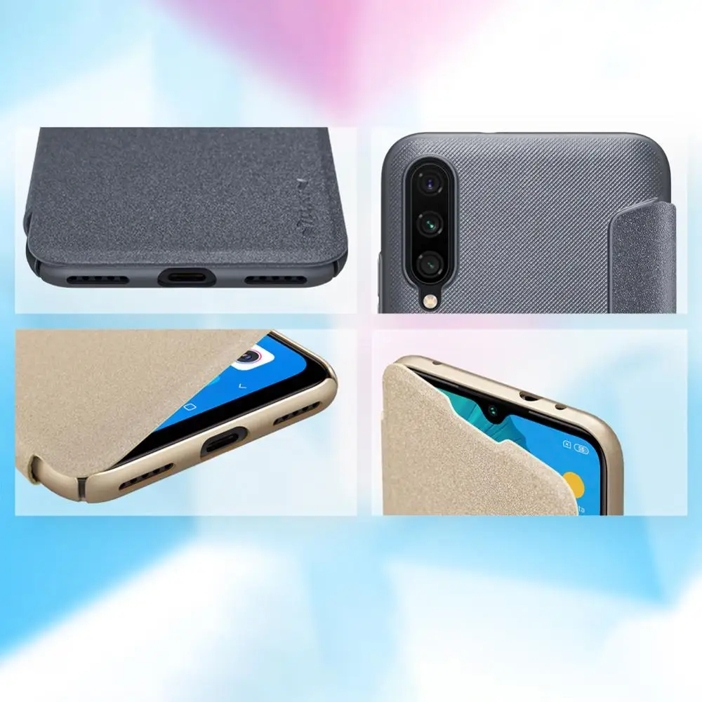 

10pcs/lot Wholesale NILLKIN Sparkle Leather Case for Xiaomi Mi CC9e PU leather flip cover for Xiaomi Mi A3 With Retail Package