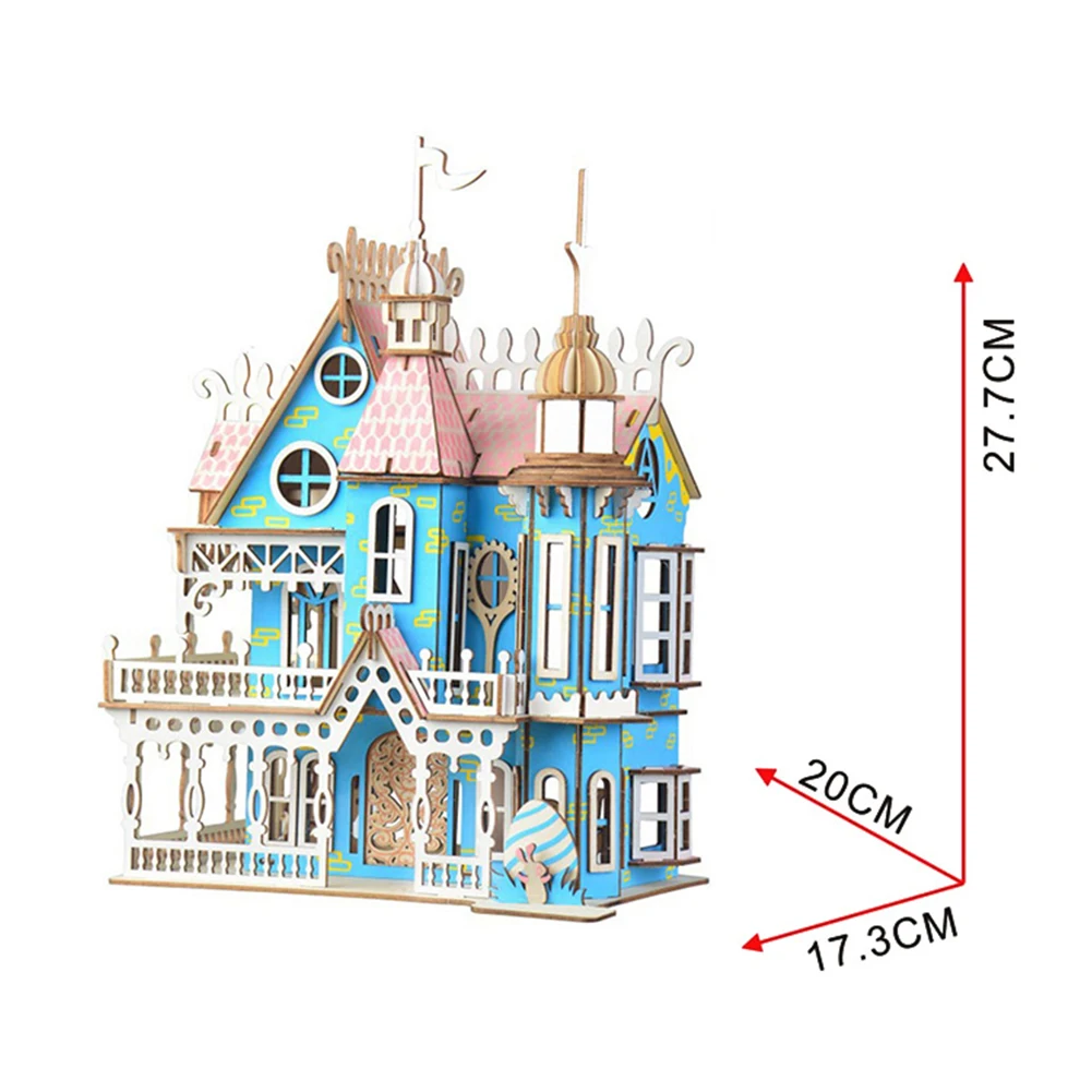 

DIY Assembly Wooden Puzzle 3D Dream Villa Castle Model Educational Kids Toy